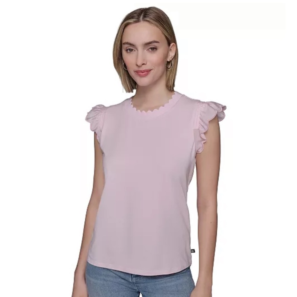 Karl Lagerfeld White & Black Embroidered Lace Top